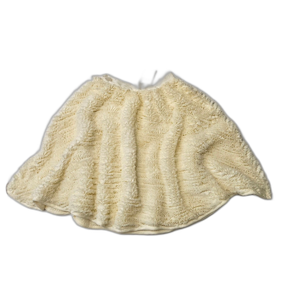 New European H&M Ruffle Sz 0 Textured Raw 3D Statement puffy ivory haute couture